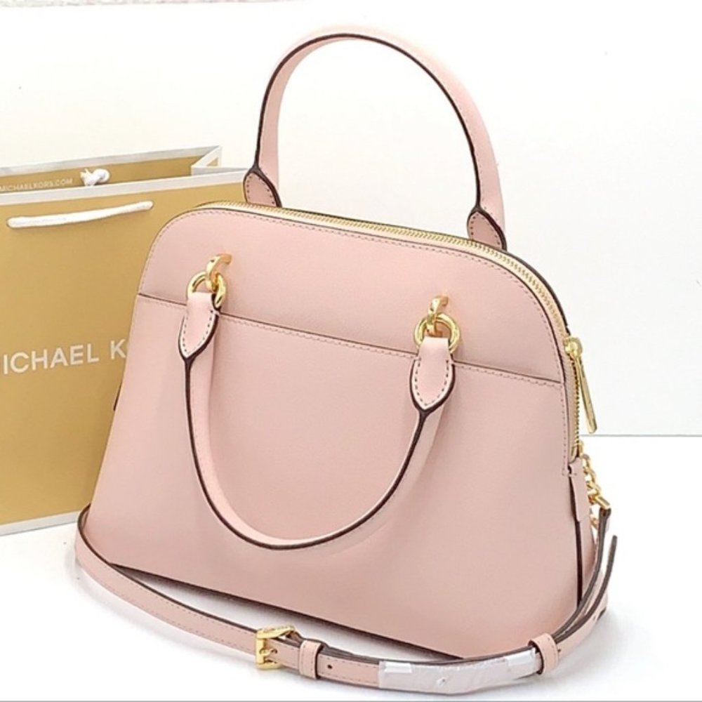 Michael Kors Jet Set Travel Medium Leather Dome Satchel Powder Blush Multi - Picture 6 of 16